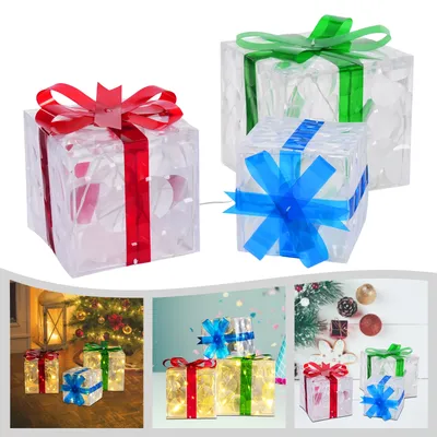 Christmas Lighted Gift Decorations Boxes