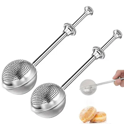 Powdered Sugar Shaker Duster Flour Dispenser Shaker Stainless Steel Spring-operated Handle For Sugar