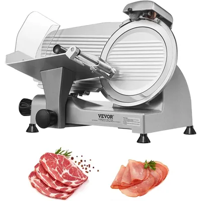 340W Electric Deli Food Slicer with 10" SUS420 Stainless Steel Blade and Built-in Sharpening Stone,