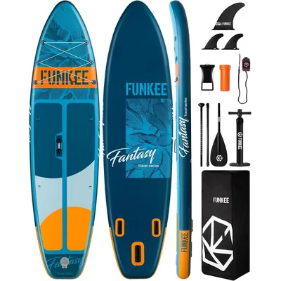 11’×34"×6" Extra Wide Inflatable Stand Up Paddle Board, Sup Board with Removable Fins, Backpack