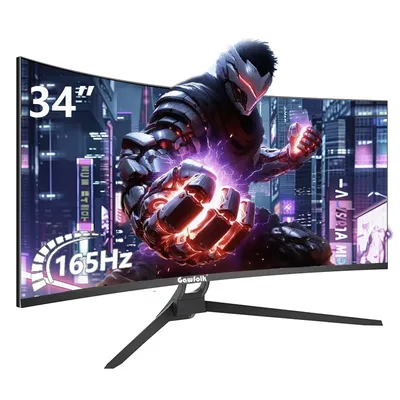 Gawfolk Curved Gaming Monitor 34-inch UWQHD 3440x1440P, 165Hz, 1500R curved computer screen, VA