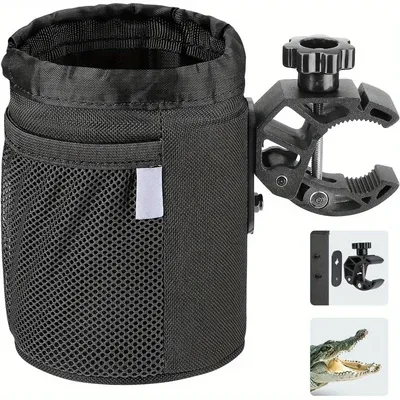 Motorcycle Cup Holder, Oxford Fabric Motorcycle Drink Holder with 0.6"-1.5" Alligator Clamp,