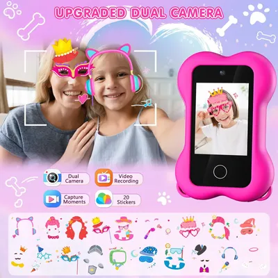 Cute Paws Kids Smartphone-2.8 Inch Touch Screen HD Dual Camera Cellphone for Toddlers Game with MP3