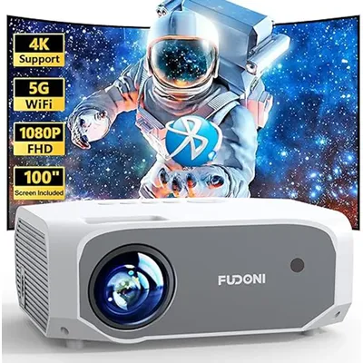 Projector with WiFi and Bluetooth - Native 1080P 5G WiFi 4K projector compatible with FUDONI 10000L