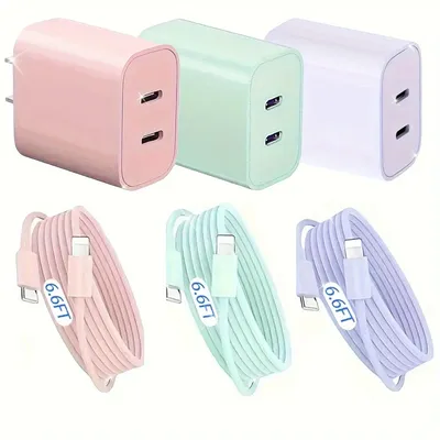 2Pack 20W USB-C Wall Charger Plug+6FT Type-C To Lightning Cable For IPhone 14/14 Pro/13/12/11/XS/