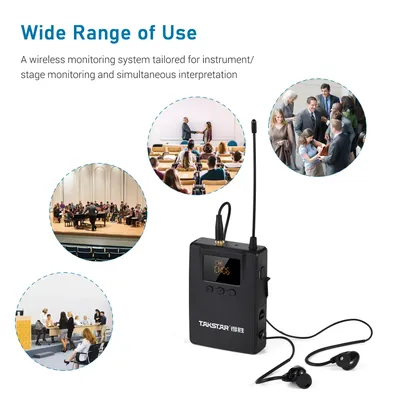 TAKSTAR WPM-300R Wireless Audio Receiver with In-ear Earphone UHF Bodypack Receiver for Stage Studio