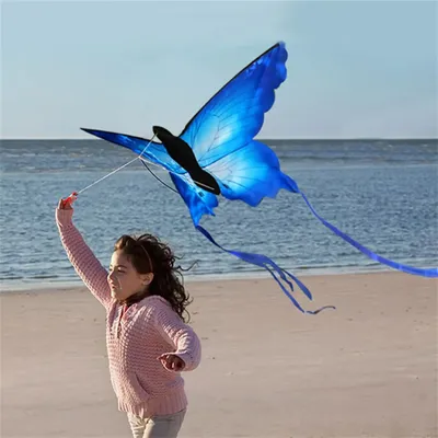 Strong Butterfly With Long Tail!Huge Beginner Kites for Kids And Adults 55-Inch Come With String And Handle