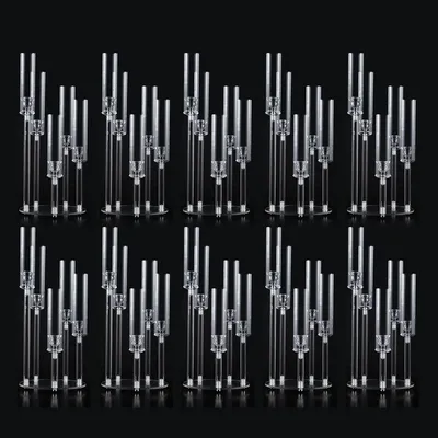 10pcs Acrylic Candelabra Centerpiece for Wedding, 5 Arm Clear Candlestick Holders with Removable