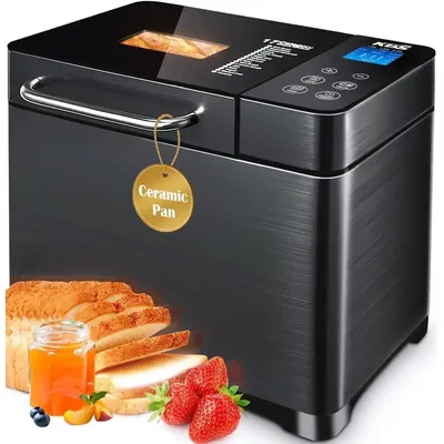 KBS 17-in-1 Bread Maker-Dual Heaters, 710W Machine Stainless Steel with Gluten-Free, Dough