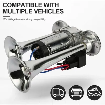 Electric Speaker Car Air Horn Set For Motorcycle Boat Truck Dual Trumpets 12V with Wires and Relay