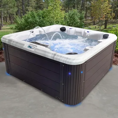 Outdoor Hot Tub with Built-in Ice Bucket, Lounge Chair, Headrest Seat, Including Lid, Can be