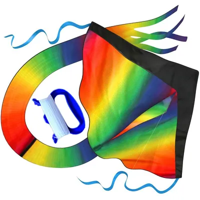New High Quality Outdoor Fun Sports Delta Rainbow Kite With Handle Line Good Flying Beginners Kites For Family