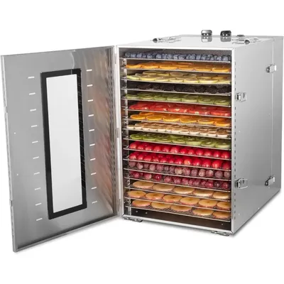 Commercial Food-Dehydrator Machine 16 Trays, Large Food-Dehydrator for Jerky 104ºF-194ºF,Stainless