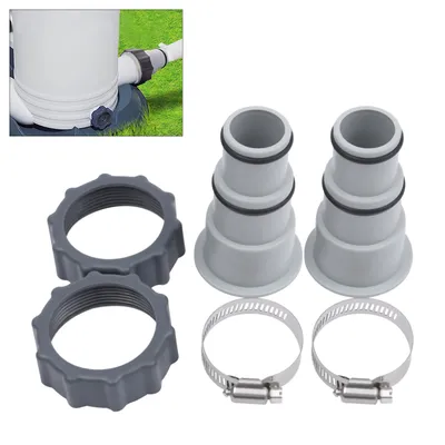 2X 1.25" Pool Hose Replacement Hose Adapters w/Clamp for Filter Pumps Threaded Connection Pump