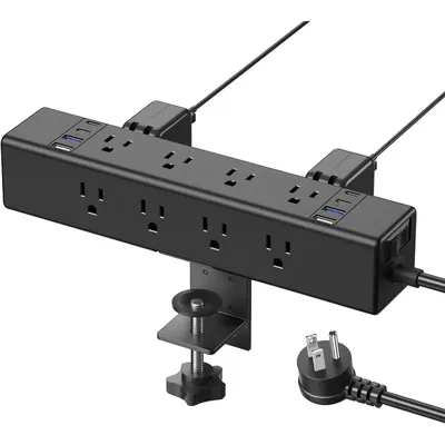 Desk Outlet Station 20W USB C Port. 12 Outlet Desktop Clamp Power Strip Surge Protector 4800J with