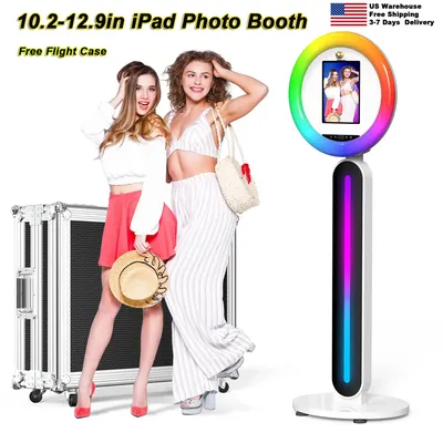 Portable Photo Booth Compatible with Any Ipad With Ring Light Selfie Photobooth for Party Free Logo