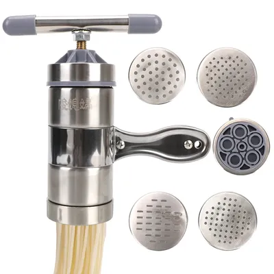 Press Pasta Machine Multifunctional Stainless Steel With 5 Pressing Moulds Fruits Juicer Manual