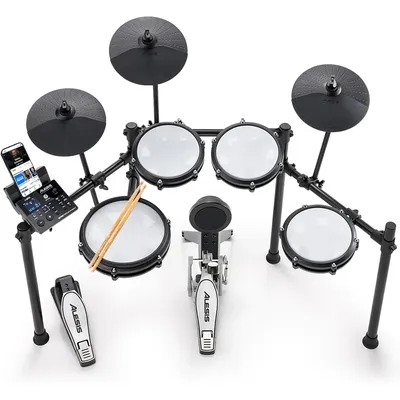 Electric Drum Set with Quiet Mesh Pads, 10 Inch Dual Zone Snare, Bluetooth, 440+ Authentic Sounds