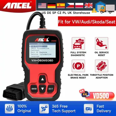 Ancel VD500 Auto OBD2 Automotive Scanner For VW/Audi/Skoda Full System Car Code Reader ABS EPB SRS