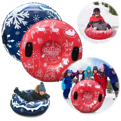 Inflatable Snow Sled with Handles Thickened Inflatable Skiing Circle Rings Waterproof Ski Circle