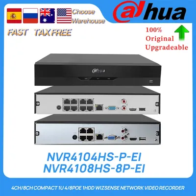 Dahua Original NVR4104HS-P-EI NVR4108HS-8P-EI 4/8CH Compact 1U 4/8PoE 1HDD WizSense AI Network Video