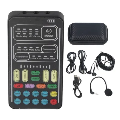 Voice Changer Set Disguising Your Voice Wide Use Recording Mini Sound Card Colorful LED Lights with