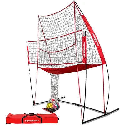 Volleyball Practice Net Station, 8 ft Wide by 11 ft High, Ball Return, Great for Hitting and Serving