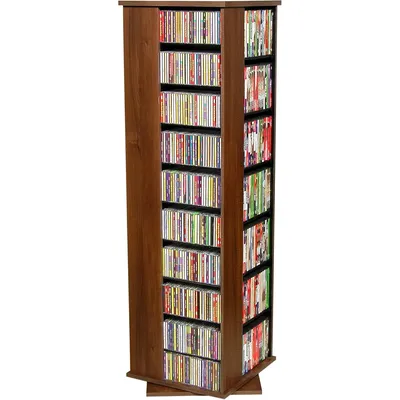 Revolving Media Tower 1000 - Walnut 19.2"D x 19.2"W x 63"H, Walnut-finish,Rack can store CD and so