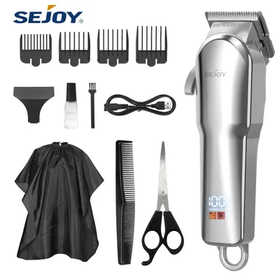 Sejoy Professional Hair Cutting Machine Hair Cutting Kit Cordless Barber Clipper Set with LED