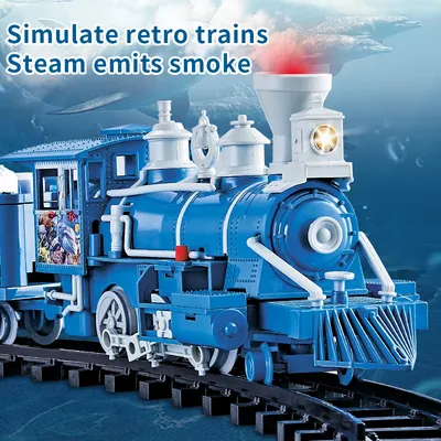 Simulated ocean steam train, classic retro steam train shape, double upgrade, parent-child