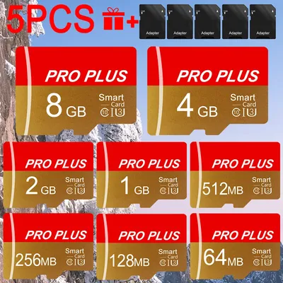 5PCS Memory Card 8GB 4GB 2GB 1GB With Adapter High Speed Memory Card, Small Capacity 512MB 256MB