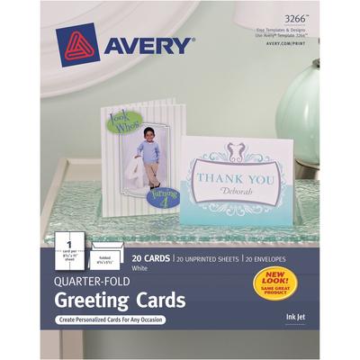 Avery® Quarter Fold Card, 4 1/4"x5 1/2", White, Pack of 20 (AVE03266) Each Greeting Card