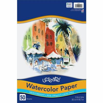 UCreate 12" x 18" Watercolor Paper (PAC4927) Pack of 50 Fine Art Paper