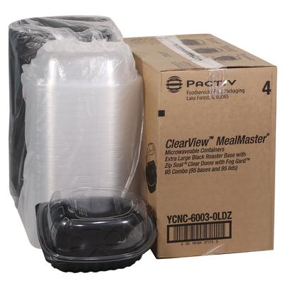 Pactiv Evergreen ClearView MealMaster Chicken Roaster, 10.75 x 8.5 x 4.25, Black/Clear, 95/Carton (PCTYCNC60030LDZ) Case of 95 Food Containers & Lids