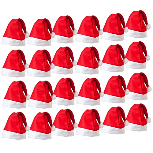 150Pcs Santa Hats - Bulk Christmas Santa Claus Hats - Classic Soft Red Christmas Party Hat with White Pom-Pom - Plush Festive Headwear for Holiday Parties, Fancy Dress Costumes & New Year Celebrations