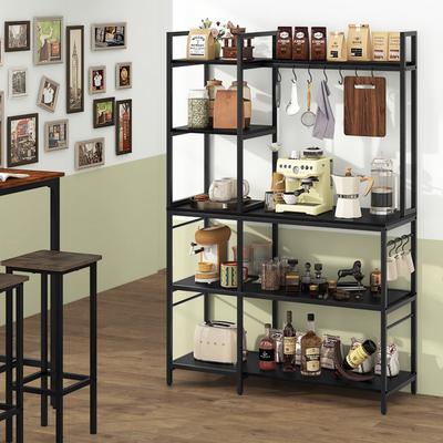 5-Tier Bakers Rack with Power Outlets and 10 S-Shaped Hooks - 42