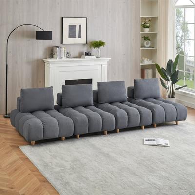 120 Inches Accent Sofa, L-Shape Teddy Sofa Fabric, with Spacious and Comfortable Seat,Mid-Century Modern Sofa,Sectional Sofa