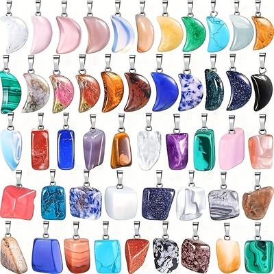TEMU 40 Stone Pendants Synthetic Gemstone Irregular Moon-shaped Beads Natural Quartz Pendants Suitable For Diy Bracelet Necklace Earring Jewelry Making Image