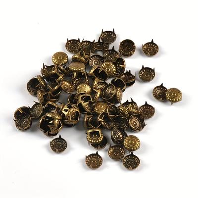 TEMU 100pcs 1.1*1.1*0.6cm Bronze Color Round Pattern Nail Suitable For Bags, Hats, Shoes And Other Clothing And Creative Handmade Diy Decoration Clothing Accessories Image