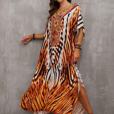 TEMU Kaftan Dresses For Women Beach Swimsuit Cover Up Batwing Sleeve Plus Size Breathable Caftan