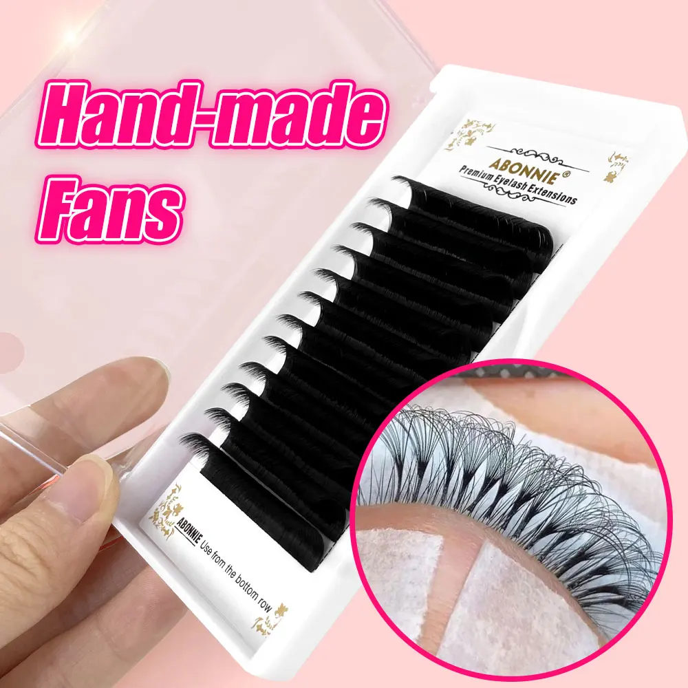 Abonnie Handmade Easy Fan Lash Extensions 0.03 Matte Black Auto Fan ciglia 8-25mm Soft Easy Fans Blooming Lashes Extensions