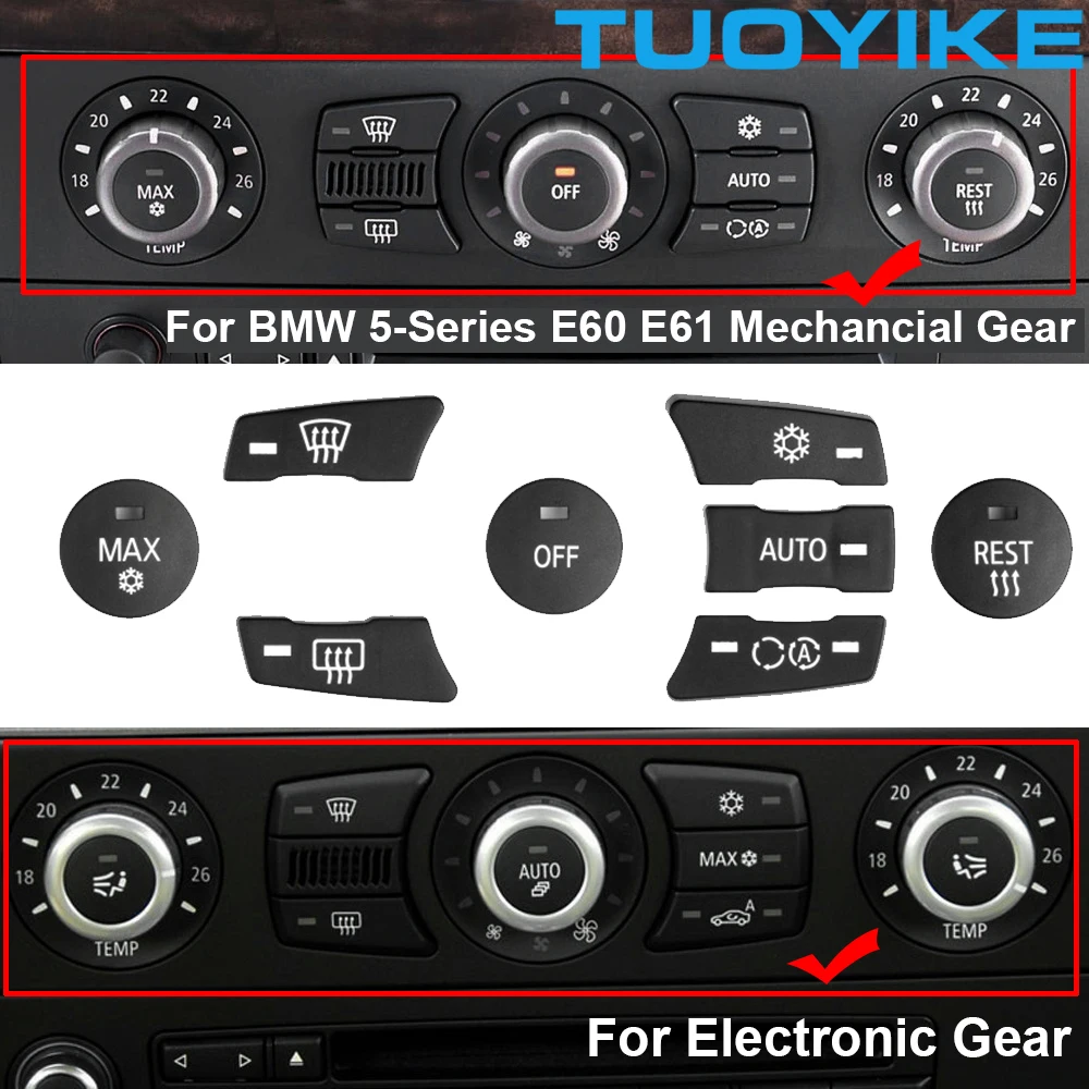 Auto Zentrale Konsole AC Klimaanlage Schlüssel Taste Trim Ersetzen Abdeckung Für BMW 5-Serie E60 E61 523 525 528 530 535 2002-2010 Image