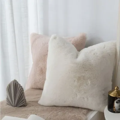 Kissenbezug aus Kunstkaninchenfell, dekorativer Kissenbezug für Sofa, Wohnzimmer, Dekoration, Image