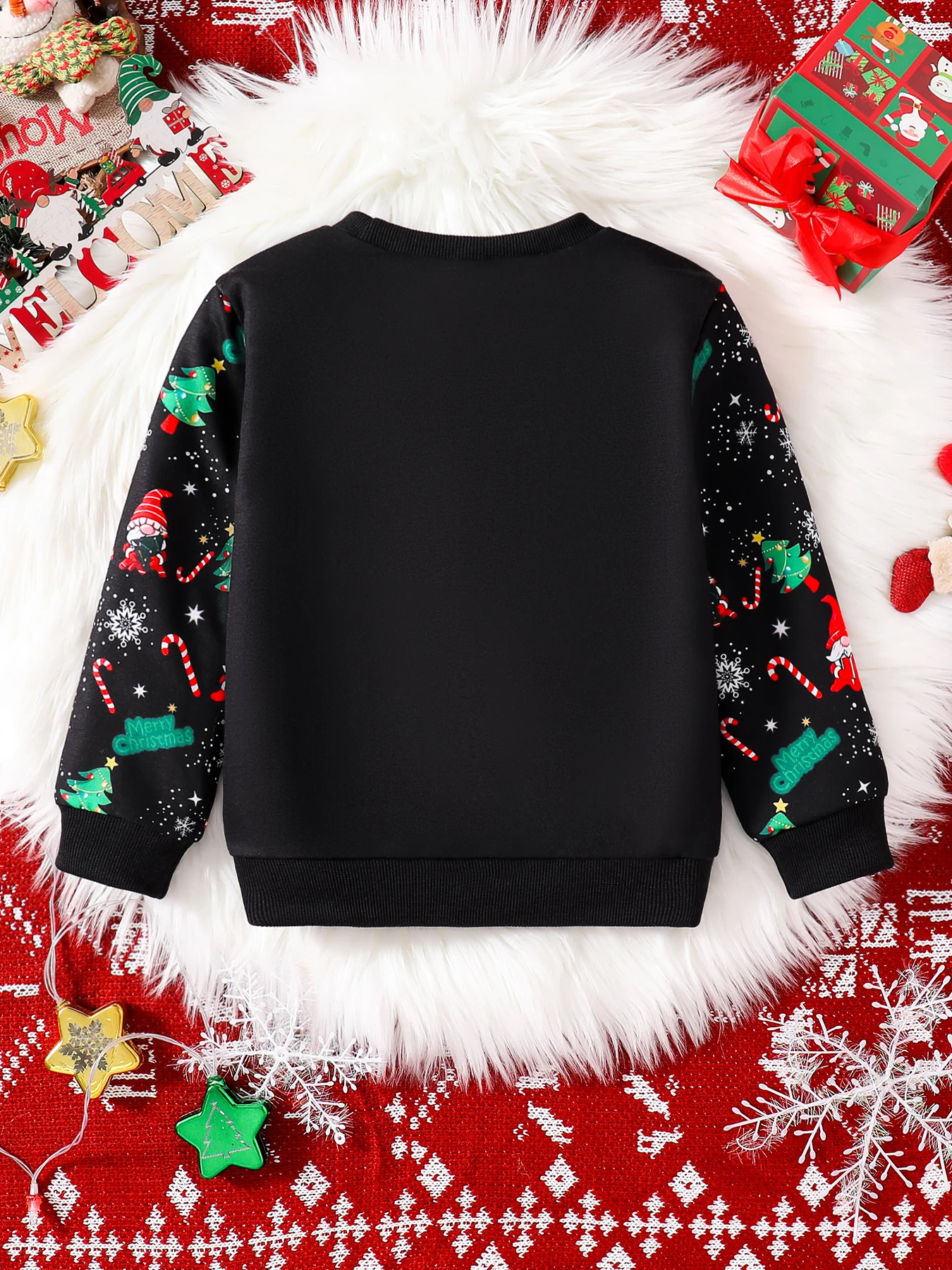 Kinderpullover Herbst und Winter Weihnachtsmann-Muster Rundhals-Langarmpullover bequemer weicher Stoff