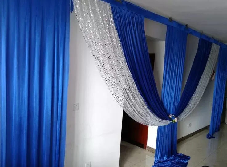 10FT/20FT Breite Silber Pailletten Swags Designs Hochzeit Stylist Swags Für Hintergrund Party Vorhang Feier Bühne Design Vorhänge Image