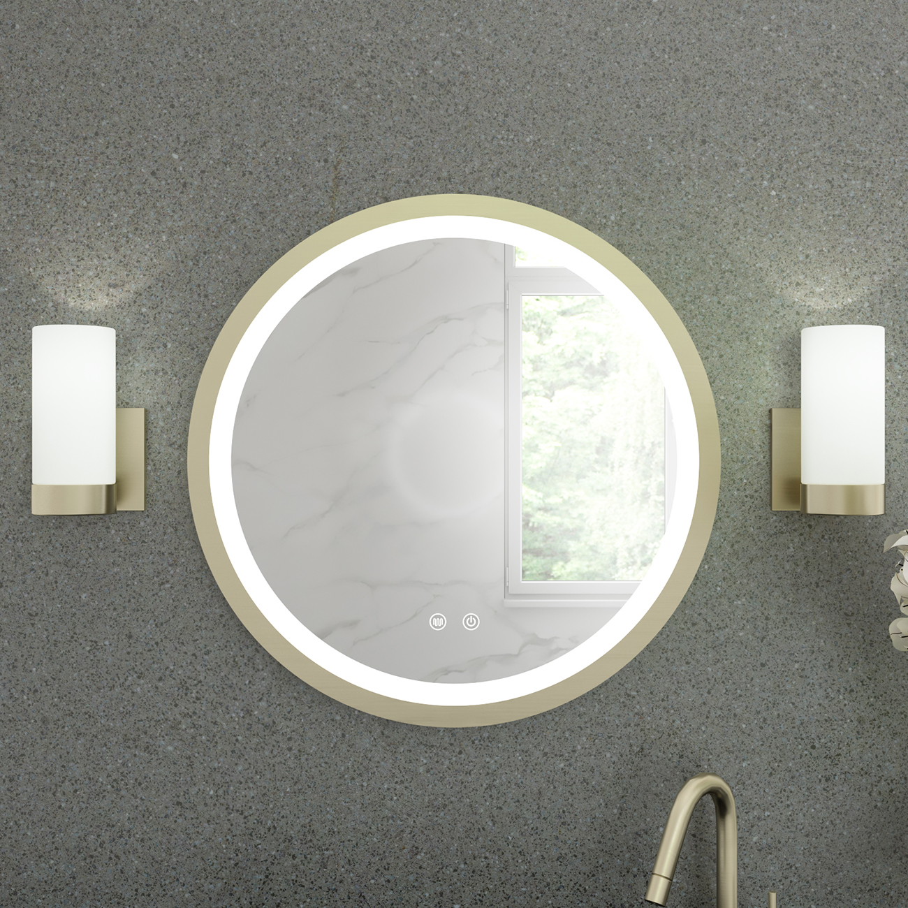 Randolph Morris Barrett 24 x 24 Inch Round Lighted Mirror with Anti-Fog RMZK-M2424A1