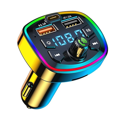 USB-Autoladegerät, Schnellladefunktion, Bluetooth 5.0, FM-Transmitter, USB Typ C, 65 W, Auto-Schnellladefunktion, Bluetooth-FM-Transmitter, Musik-Player