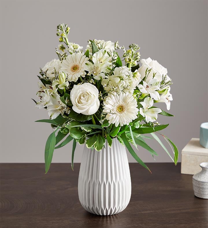 1-800-Flowers Flower Delivery Treasured Memories All White Medum