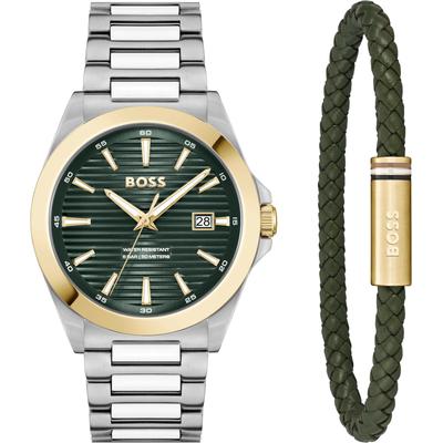 Quarzuhr BOSS "STRIKE" Armbanduhren silberfarben Damen Armbanduhr, Herrenuhr, Edelstahlarmband, ideal auch als Geschenk