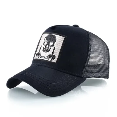 Unisex Trucker Cap Herren Four Seasons Baseball Cap mit Totenkopf-Patch Damen Snapback Hip Hop Baseballmütze Outdoor Sport Casual Cap